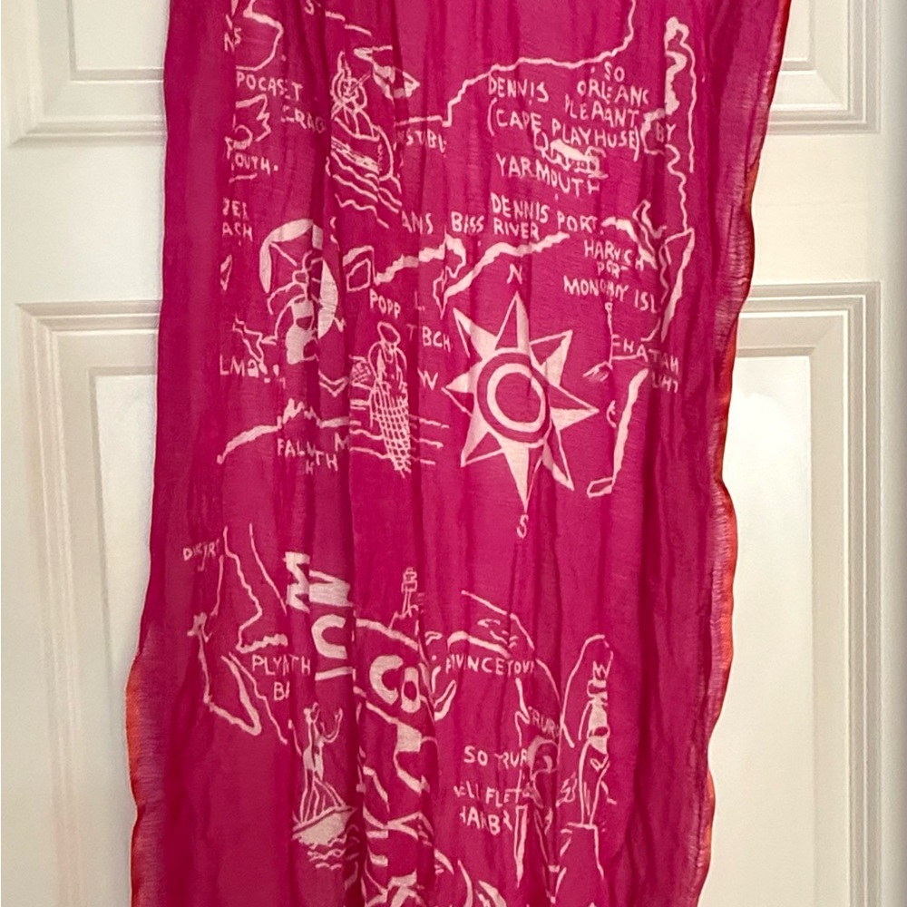 J. Crew Pink and White Scarf